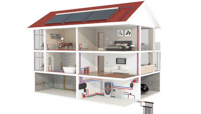 Villa and apartment stratified partial pressure hydraulic balance heating solution system